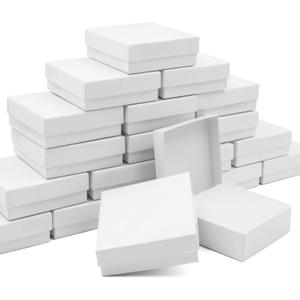 Cardboard Jewelry White Gift Boxes 20 Pack3.5×3.5×1 inches, its apply to displaying necklaces, rings, bracelets, earrings
