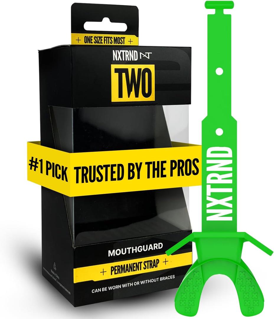 Nxtrnd Two Football Mouth Guard, Football Mouthpiece with Strap, Fits Adult & Youth (Green)