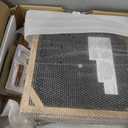 Rattan Counter Height Bar Stools Set of 2, Upholstered Farmhouse Barstools with Natural Rattan Back, Wooden Legs for Kitchen Island, Walnut/Linen