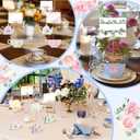 18 Pcs Tea Time Place Card Holders Wooden Teapot Teacup Table Card Holders Sign Stands for Spring Wonderland Wedding Holiday Baby Shower, Cards Not Included
