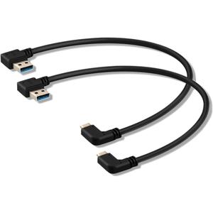 USB C 90 Degree Right Angle Cable Extension USB 3.0 Type c Cable Left Angle Male (20CM,8IN)(2 Pack)