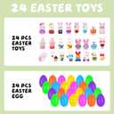 2 x 24 Pcs PreFilled Easter Eggs with Mini Resin Rabbit Animals Keychain Decoration Stuffed Toy Great for Kids Boys Girls Toddler Easter Basket Stuffers Egg Fillers
