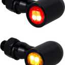 QUASCO Rear Motorcycle LED Turn Signals Universal Mini Size Brake Tail Light Blinkers Compatible with Harley Honda Kawasaki Suzuki Triumph Yamaha (black with amber/red light)