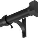 Window Curtain Rods 28 to 48 Inches, 1 Inch Heavy Duty Modern Decorative Telescoping Drapery Rod with Solid Aluminium Alloy Brackets and Square Finials, Length Adjustable, Matte Black