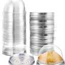 Clear Plastic Mini Cupcake Container, Mini Cupcake Box Muffin Dome Muffin Single Container Box for Wedding Birthday Cheese Pastry Dessert Cake (150, Silver)