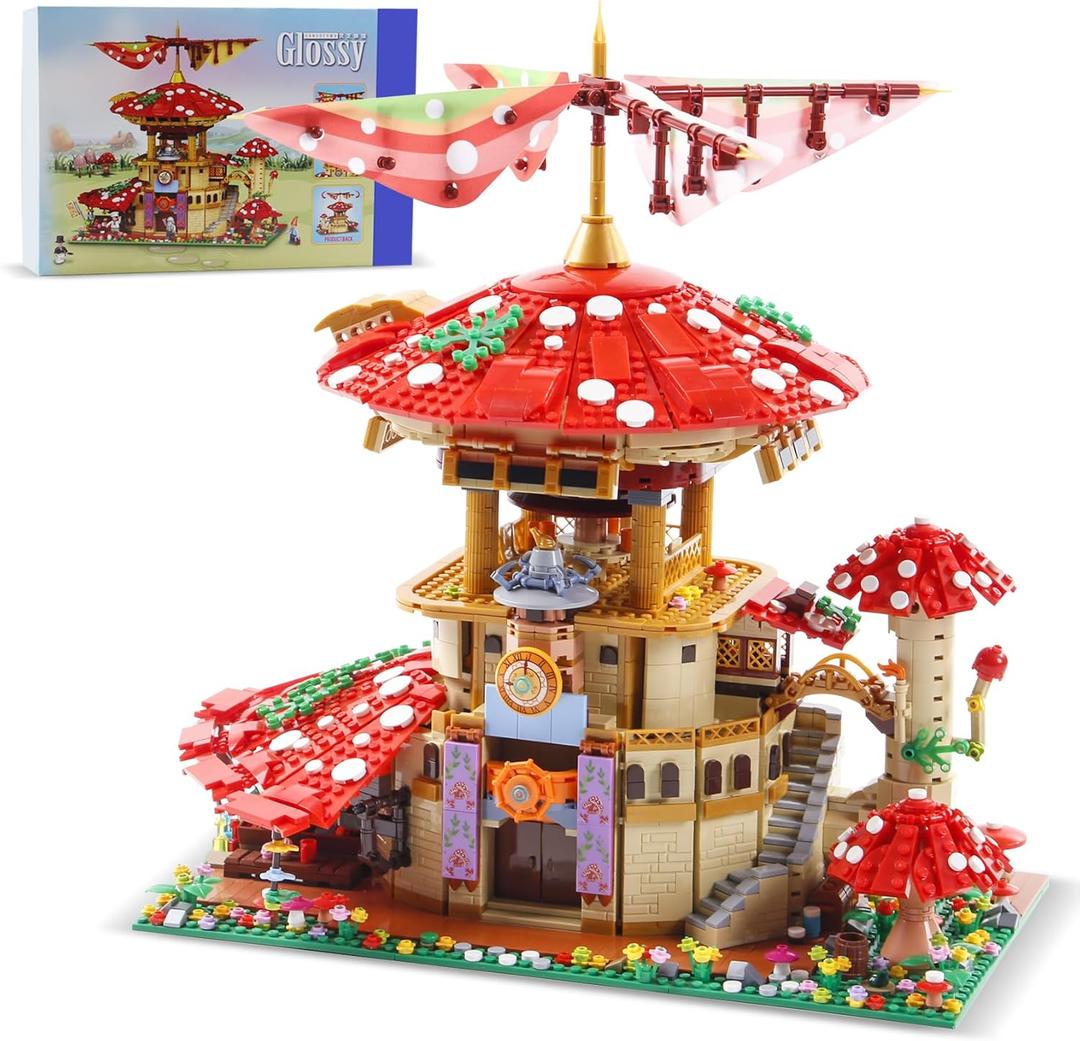 2763PCS Mushroom House Building Blocks,Creative Ideals Ganoderma Hotel Building Blocks, Perfect Choice for 6+ Boys, Girls or Adults