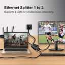 Gigabit Ethernet Splitter 1 to 2 High Speed(2 Devices Simultaneously Networking),1000Mbps Internet Splitters 1 in 2 out, LAN Splitter with USB Power Cable, RJ45 Splitters for Cat5/5e/6/7/8 Cable