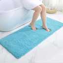 Disolla Bathroom Runner Rug 24x70 Teal Non Slip Fluffy Long Bath Mat for Bathroom Floor Washable Plush Luxury Large Bath Rug for Tub Absorbent Runner Rug for Bedside