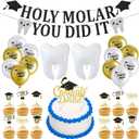 Colingmill 30 Pcs Dentist Graduation Party Decor 2026 Congrats RDH Dental Graduation Kit with Pull Flags Cake Sticks Tooth Balloon White Ribbon for Dental Student Future Dentist Party Supplies
