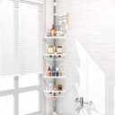 ADOVEL 4 Layer Corner Shower Caddy, Adjustable Shower Shelf, Constant Tension Stainless Steel Pole Organizer, Rustproof 3.3 to 9.8ft , White 