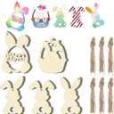 2 x 30Pcs Paintable Wooden Easter Bunnies Ornaments Unfinished Wood Cutouts for Crafts DIY Bunny Egg Rabbits Painting for Crafts Hanging Wood Slices Spring Party Decoration