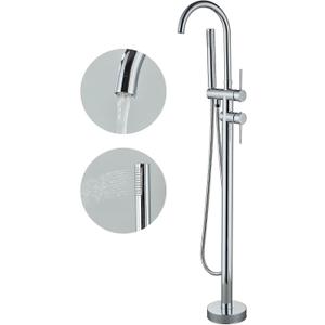 YAGATAP Freestanding Bathtub Faucet Floor Mount Tub Filler Chrome High Flow Shower Faucets with Handheld Shower Mixer Taps Swivel Spout YAGATAP Freestanding Bathtub Faucet Floor Mount Tub Filler Chrome High Flow Shower Faucets with Handheld Shower Mixer Taps Swivel Spout