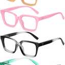 AABV Oversized Funky Reading Glasses for Women/Men Readers,Blue Light Blocking with Spring Hinges,Anti UV Ray/Glare/Eyestrain (4-pack Mix)
