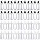 Eaasty 48 Pcs Pump Bottle Lotion Dispenser Refillable Shampoo Conditioner Hand Soap Dispenser Plastic Empty 8oz/250ml Clear Reusable Body Wash Container Bulk (Clear,Black)