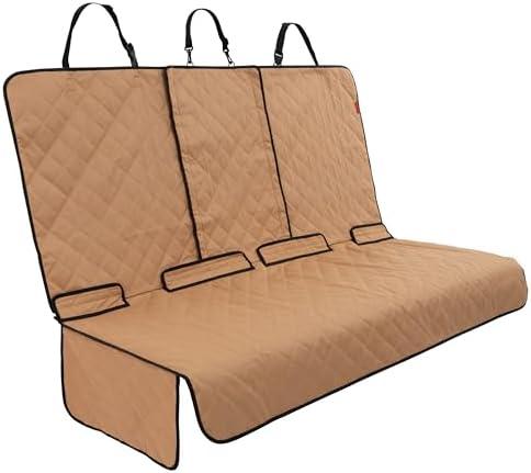 Lusso Gear Dog Car Seat Cover for Back Seat - Tan, Universal Fit - Waterproof & Non-Slip Oxford Fabric Backseat Protector - Backseat Liner for SUV & Truck