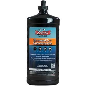 Presta SuperCut Compound for Marine and Industrial Use. Removes up to P800 grit Sand Scratches and Heavy Oxidation (167432) 32 oz.