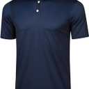 Men's Golf Shirts-Moisture Wicking Dry Fit Performance Recycled Polo Short Sleeve for Bussiness Casual Tennis (Large, Navy Blue)