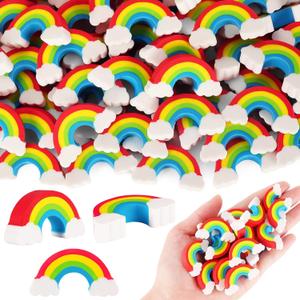 50 Pack Rainbow Erasers for Kids,Large Fun Rainbow Erasers Bulk,St. Patrick's Day Eraser Cute Eraser for Classroom Office Home School Work Prize Gifts Supplies