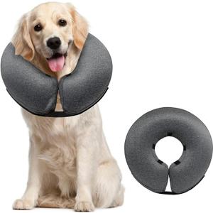MIDOG Dog Cone - Inflatable Soft Donut Collar Alternative for Dogs After Surgery, Protective Recovery Collar Prevents Licking, Comfortable E-Collar Alternative for Small Medium Large Dogs (Gray, L)