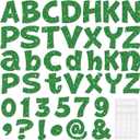 Colarr 216 Pcs Glitter Bulletin Board Letters for Classroom Number Alphabet Punctuation Symbol Cutout 4'' Die-Cut Poster Letter with Adhesive Dot School Graduation Party Summer Decor Display(Green)