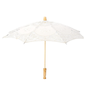 Embroidery Parasol Handmade Lace Flower Bride Umbrella Wedding Bride Photography Umbrella(L-Beige)