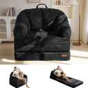 MAXYOYO Folding Sofa Bed with Backrest, Boneless Fold Out Couch Bed with Handle, 2 in 1 Convertible Bean Bag Chair to Floor Sofa Lounger, Comfy Folding Couch for Bedroom & Living Room, Black