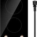 VEVOR Induction Cooktop, 1800W Electric Countertop Burner, 2 Burner Knob Control Stove, Built-in Induction Cooktop with 12 Temperature Settings, Glass Surface, Auto Shut-Off