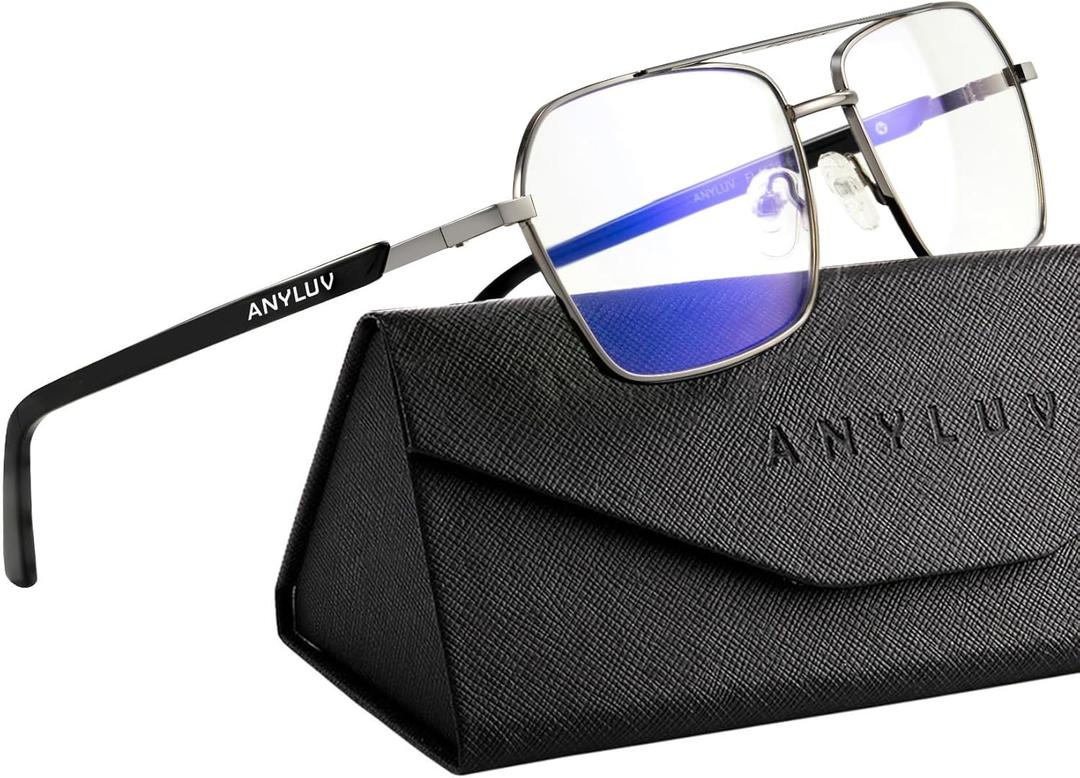 ANYLUV Blue Light Glasses Men/Women, Blue Light Blocking Glasses, Computer Screen Blocker Eyes Protection Glasses ((Everyday Protection) 06- Gunmetal/Black)