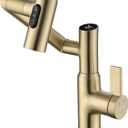 Lefton Rotatable Bathroom Faucet with Temperature Display in Fahrenheit (Batteries-Free), 3 Water Modes, Brushed Gold, BF2204-6