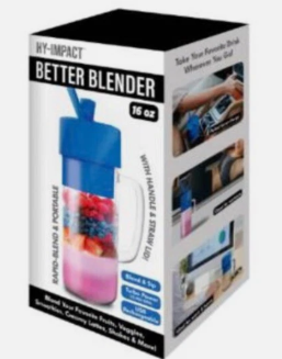 Hy-Impact Better Blender 16 Oz Cordless USB Rechargeable Turbo Power. New