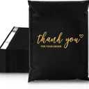 JinRuiKJ Thank You Poly Mailer 10x13 Inch 100 PCS, Shipping Bags for Clothing, Packaging Bags for Small Business, Strong Adhensive, Waterproof and Tear-Resistant Mailing Envelopes, Black