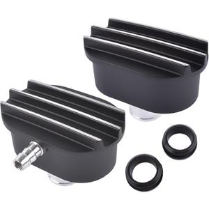 Finned Oval Black Aluminum Valve Cover Breather & PCV Valve Combo Kit 1-1/4" Hole