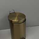 mDesign Tall 3.2 Gallon/12 Liter Round Metal Step Trash Can Wastebasket, Garbage Container Bin fo Kitchen, Bathroom, Home - Removable Liner Bucket - Soft Brass