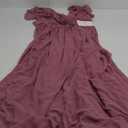 TIRAS Long Chiffon Bridesmaid Dresses with Slit V Neck Short Sleeve Ruffled Split Long Bridesmaid Dress with Pockets CM176 (Dusty Purple, M)