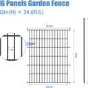 16 Panels Garden Fence,Rustproof Metal Fence Panels - 32in (H)37.8ft (L) Garden Fencing Animal Barrier with Gate,Dog Fence Outdoor for Yard