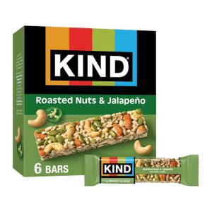 3 x KIND Savory Nut Bars, Roasted Nuts & Jalapeno, Good Source of Fiber, Gluten Free, Low Sugar, 6g Protein, 6 Count (EXP 05/19/26)