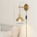 Nathan James Tamlin Vintage Brass Wall Light Fixture, Wall Mounted 1-Light Lamp, Plugin Sconce with On/Off Switch for Living Room, Reading Nook or Bedroom, Vintage Brass, Set of 2