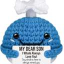 2 x Son Gifts from Mom Dad,Valentines Day Birthday Gifts for Son Adults Son in Law,Funny"I Whale Always Love You"Emotional Support Crochet Whale,Cute Back to School Graduation Room Desk Decor for Boys Men