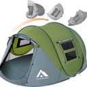 4 Person Easy Pop Up Tent Waterproof Automatic Setup 2 Doors-Instant Family Tents for Camping Hiking & Traveling (110*78*51'', Green & Grey)