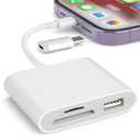 SZHAIYIJIN SD Card Reader for iPhone, Memory Card Reader with USB Camera Adapter Plug and Play Trail Game Camera Viewer Supports SD and TF Card MicroSD Card Adapter for iPad No App Required