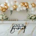 Love is Brewing Sign for Backdrop, Wooden Black Wedding Sign for Bridal Shower Engagement Photography Background Fall in Love Bride to Be Party Decal Photo Props