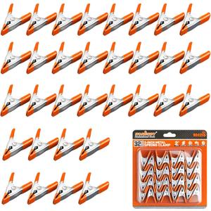 HORUSDY 32-Piece 2" inch Small Spring Clamp, Spring Metal Spring Clamps, 3/4"-inch Jaw opening (Orange)
