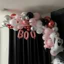 Halloween Balloons Arch Kit Pink and Black Balloons Garland with Ghost Foil Balloon 18 Inch Striped Balloon for Girls Night Pink Halloween Boo Spooky One Scary Birthday Baby Shower Party Decor