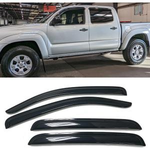 Set of 4Pcs Smoke Window Sun Rain Visor Vent Guard Deflector Shade Fit for 2005-2012 Toyota Tacoma Double/Crew Cab
