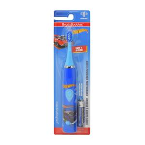 Brush Buddies Hot Wheels Battery Powered Sonic Electric Kids Toothbrush, Soft Bristles, Rounded Head, Children, Boys, Girls. Blue