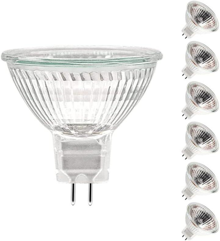 ETUOLMP MR16 Halogen Bulb 35W 12V, Durable 6 Packs High Output Halogen Light Bulbs 2 pin GU5.3 Base for Landscape Lights, Track Lights, Fiber Optics, Desk Lamps, Dimmable, 2700K Warm White