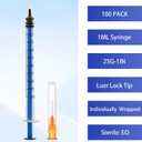 100Pack 1ml Disposable Luer Lock Lab Syringes with 25G 1Inch Needle,Individually Packed