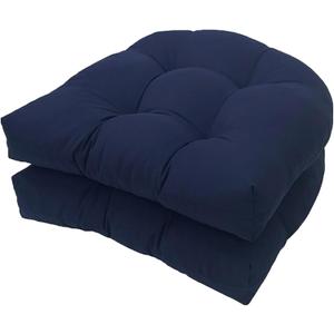 Waterproof Chair Cushions Set of 2 Outdoor,Tufted Thicken Weather and Fade Resistant Kitchen Seat Cushions,Patio Chair Pads for Garden Furniture Sofa Couch (Navy)