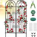 2 Pack 86.7" H x 19.7" W Metal Garden Trellis for Climbing Plants Outdoor, Black Lattice Panel, Sturdy Plant Support for Roses, Vines, Cucumbers & Vegetables