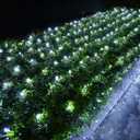 Joomer Christmas Net Lights - 12FT x 5FT 360 LED Plug-in Mesh Lights, Waterproof with 8 Modes, Timer, Connectable for Bushes, Trees, Garden, Outdoor Christmas Decor (Green Wire, White)